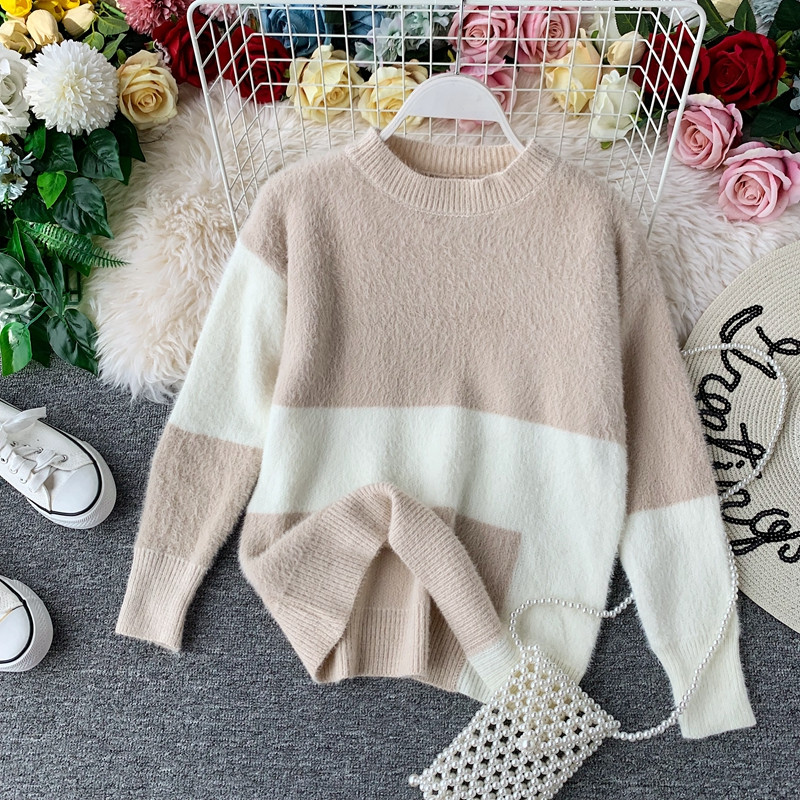 Pulover de iarna de dama cu decolteu oval in mai multe culori