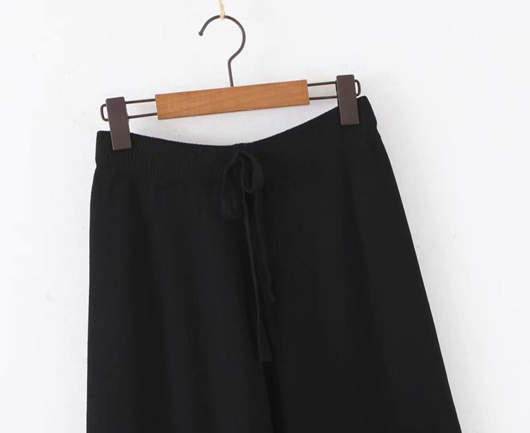 Дамски плетен панталон с ластична талия в четири цвята - широк модел