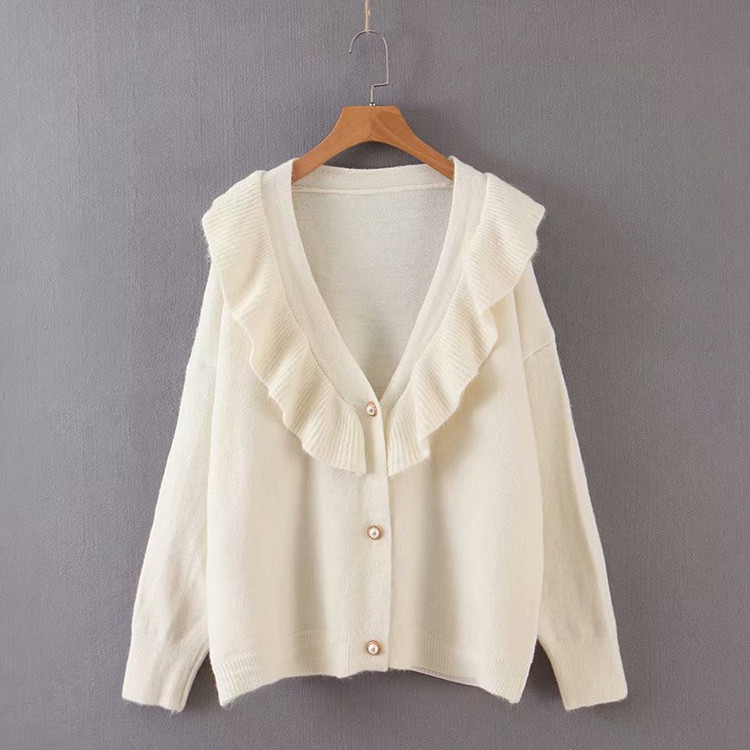 Cardigan de damă cu decolteu adânc și nasturi