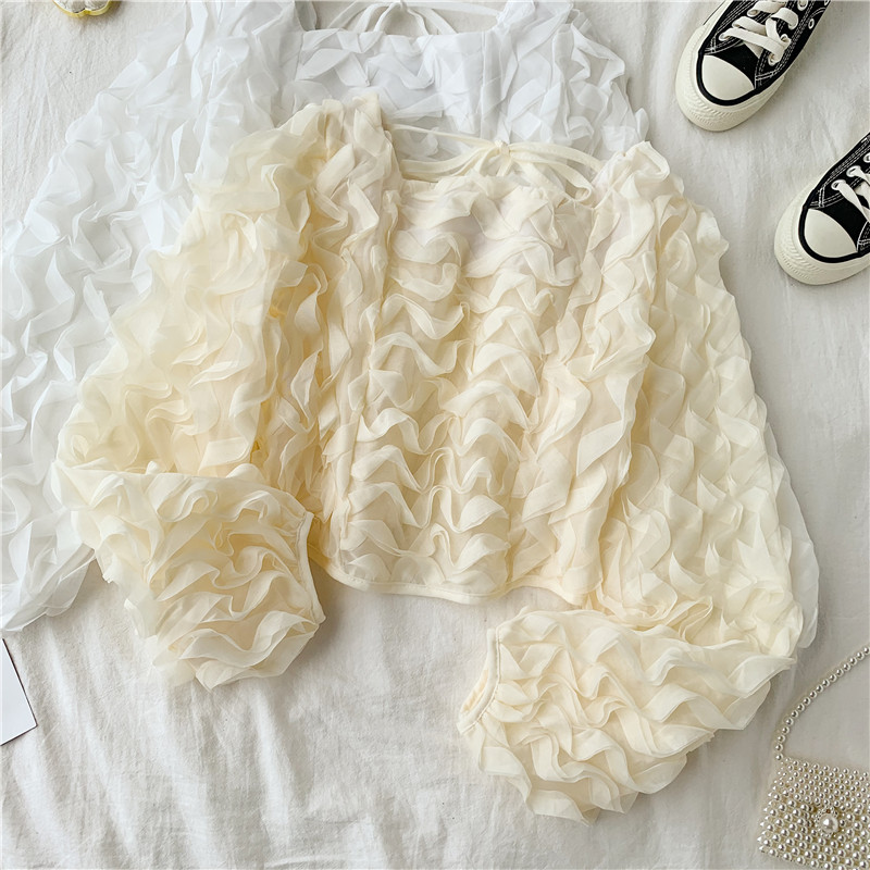 Bluză scurtă de damă modernă cu mâneci largi în mai multe culori