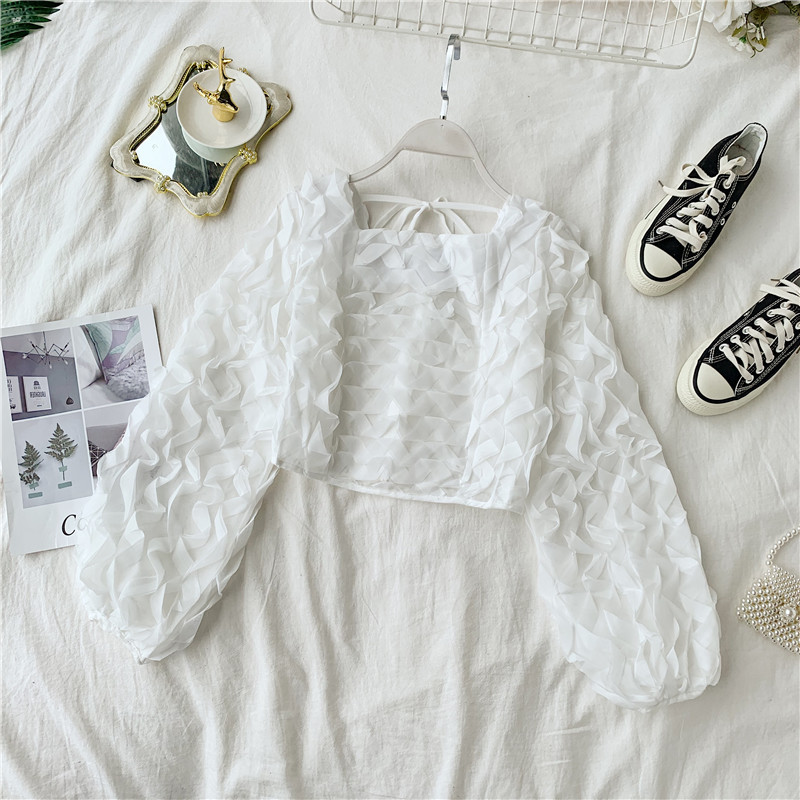 Bluză scurtă de damă modernă cu mâneci largi în mai multe culori