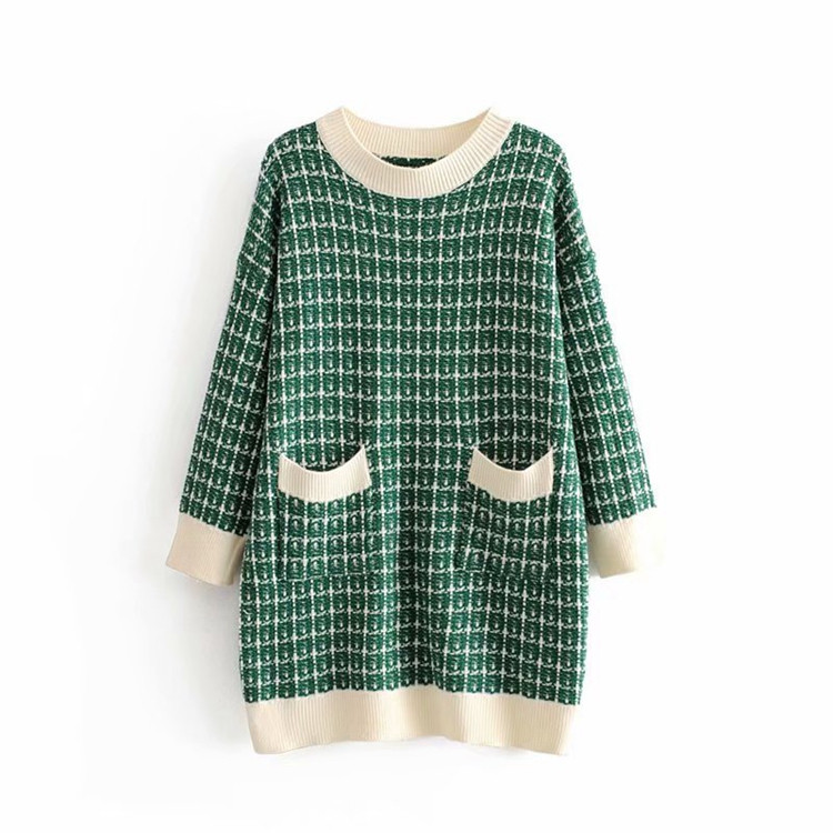 Rochie de dama scurta tricotata cu buzunare