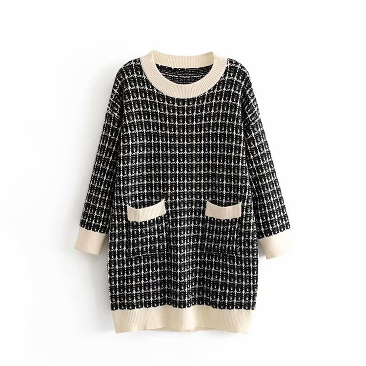 Rochie de dama scurta tricotata cu buzunare