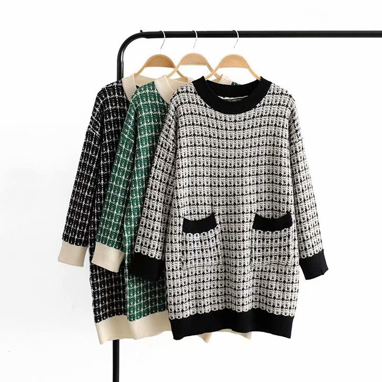 Rochie de dama scurta tricotata cu buzunare