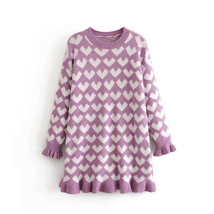 Rochie scurta de dama tricotata cu maneci lungi in trei culori