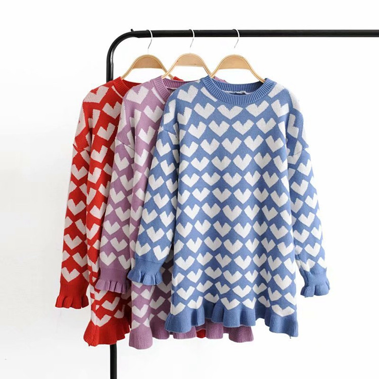 Rochie scurta de dama tricotata cu maneci lungi in trei culori