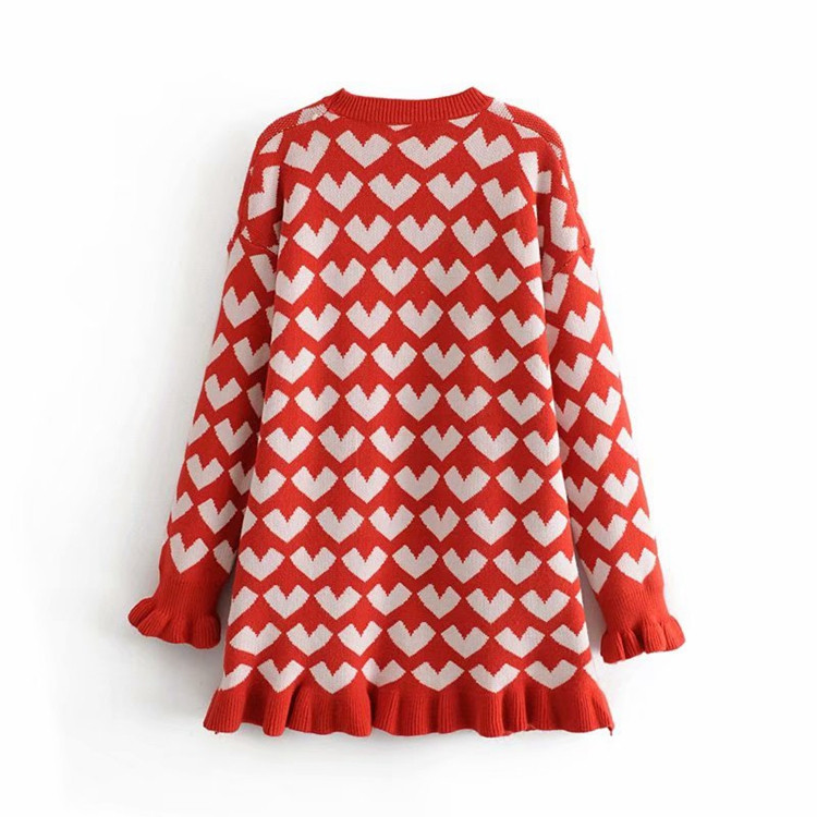 Rochie scurta de dama tricotata cu maneci lungi in trei culori