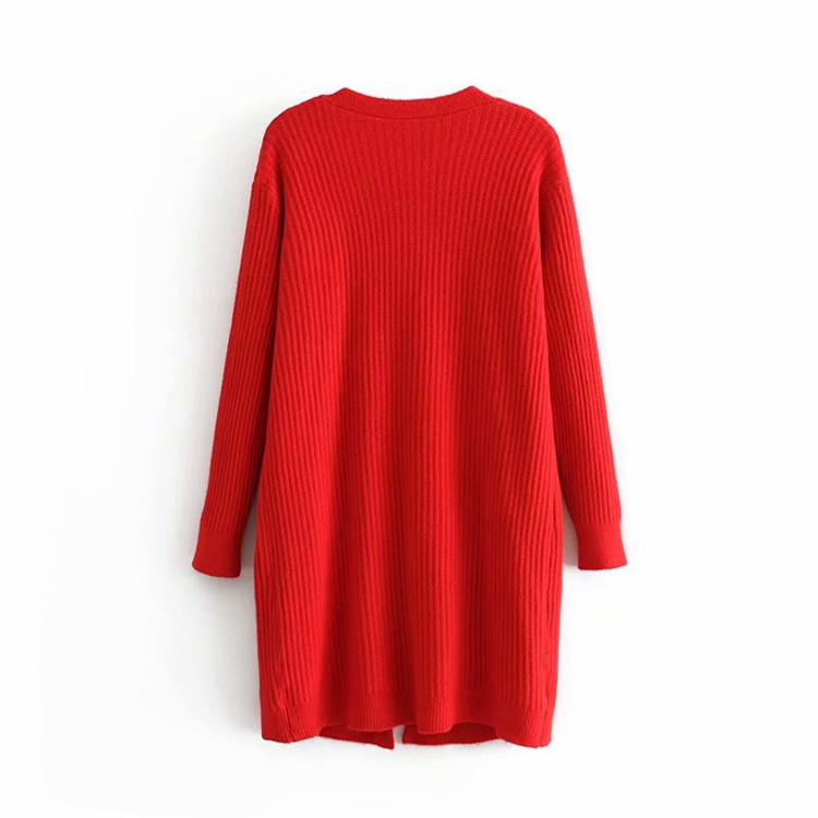 Cardigan lung de dama cu buzunare fara inchidere