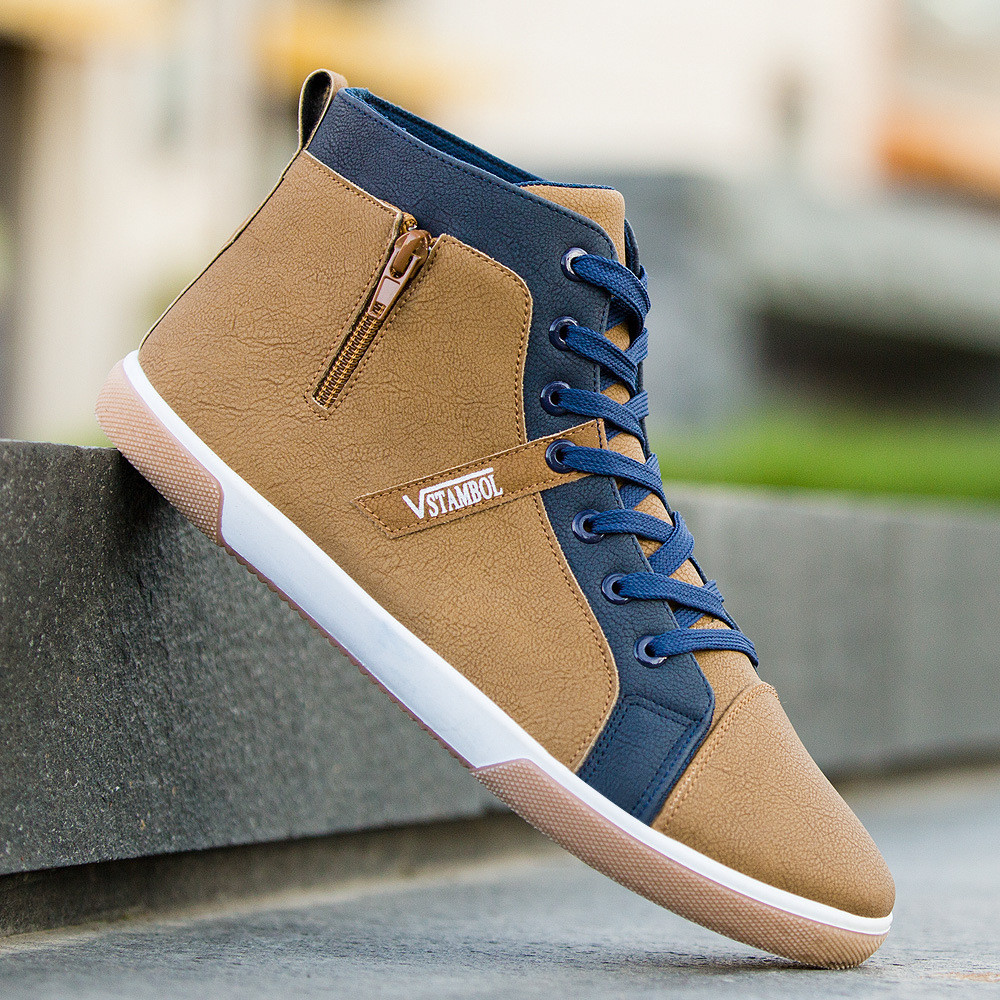 Tenisi casual barbatesti cu sireturi si fermoar in trei culori