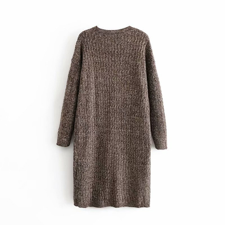 Hosszú, szürke színű női kardigán, zsebekkel, rögzítés nélkül