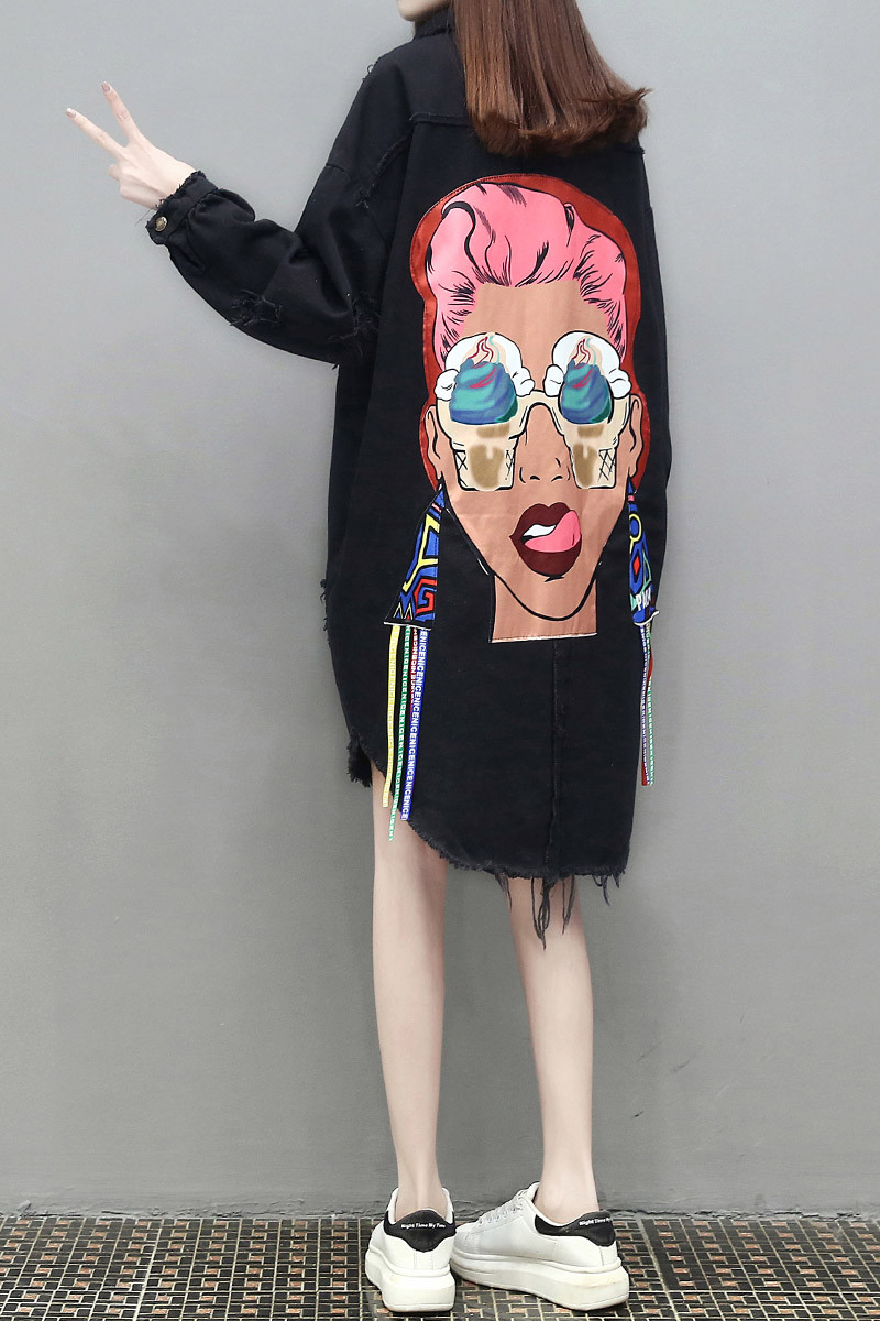 ÚJ modell női farmerdzseki rátéttel fekete színben