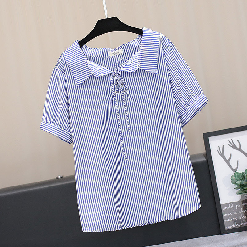 Ριγέ γυανικεία μπλούζα με κοντό μανίκι σε διάφορα χρώματα