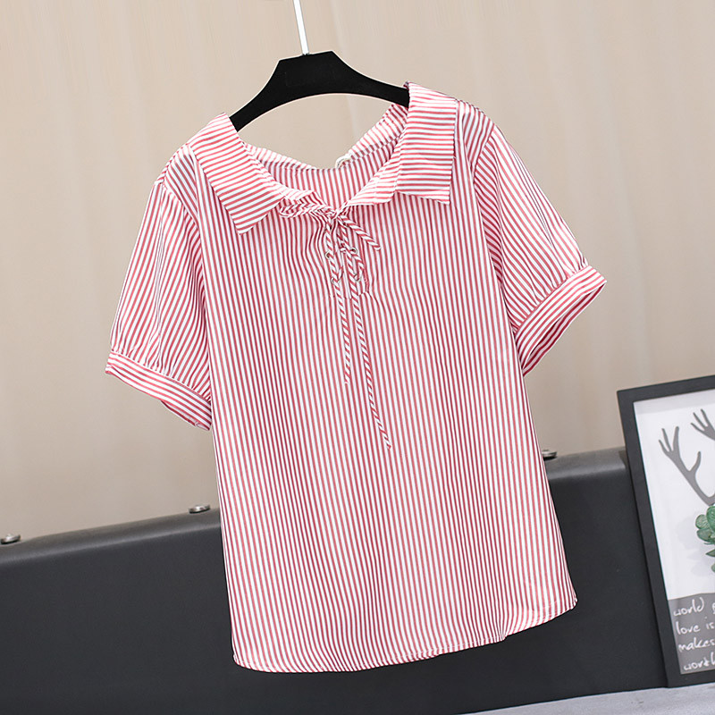 Ριγέ γυανικεία μπλούζα με κοντό μανίκι σε διάφορα χρώματα