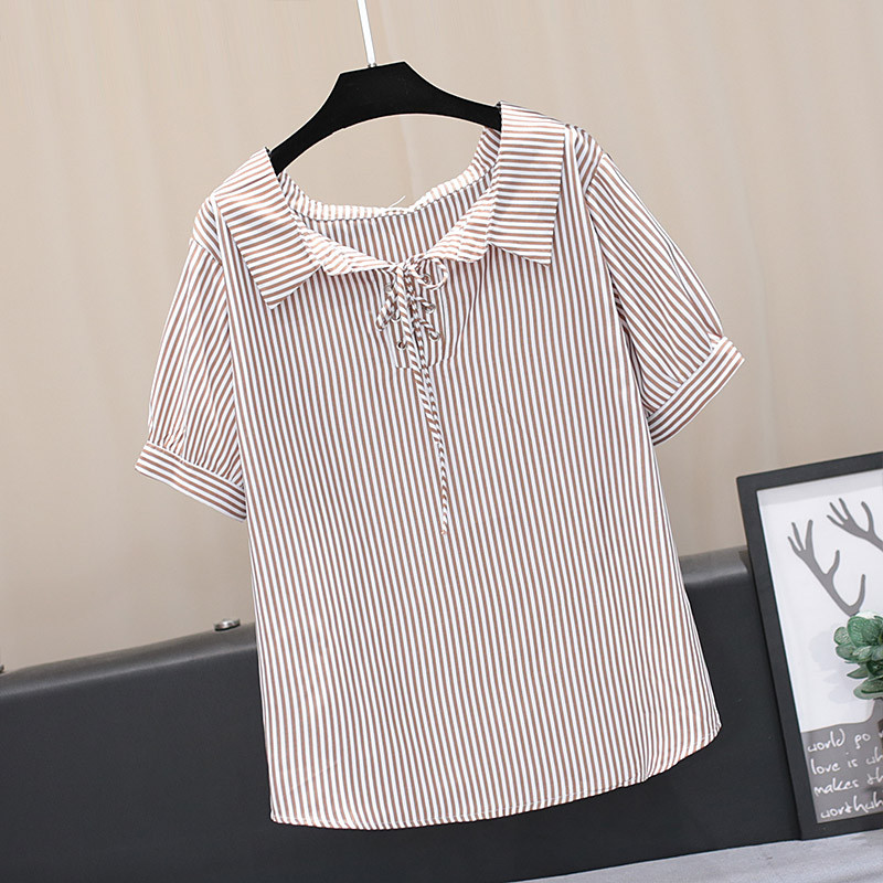 Ριγέ γυανικεία μπλούζα με κοντό μανίκι σε διάφορα χρώματα