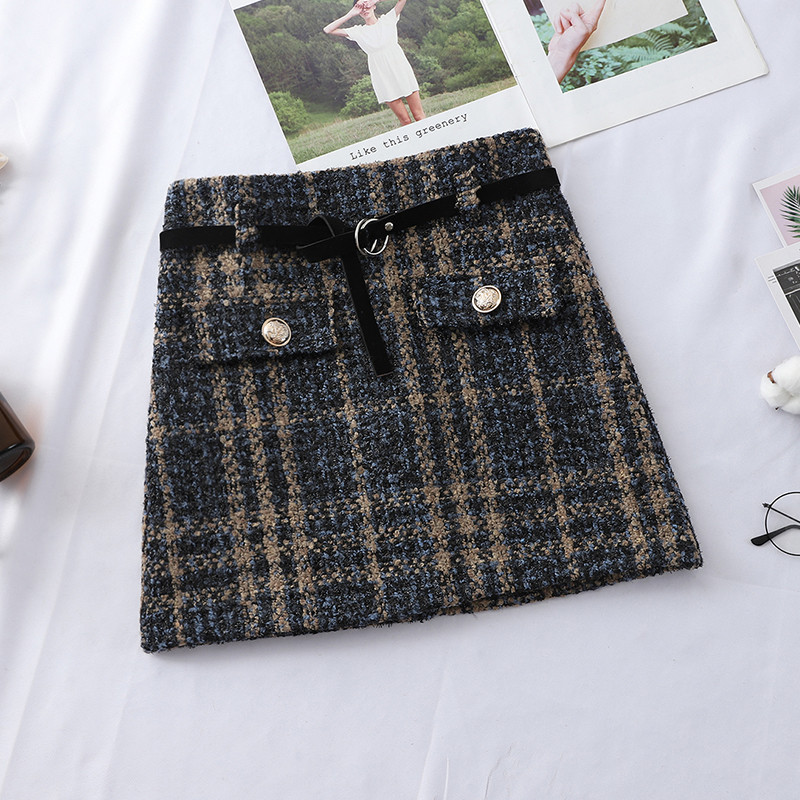 Őszi női szoknya magas derékkal, övvel több színben