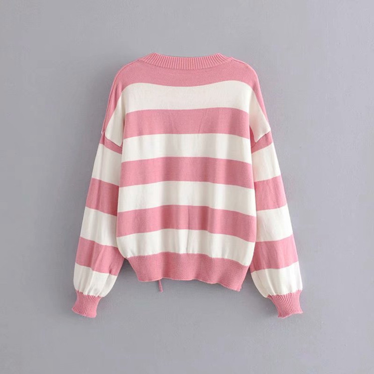 Pulover subțire în dungi cu cravate - patru culori