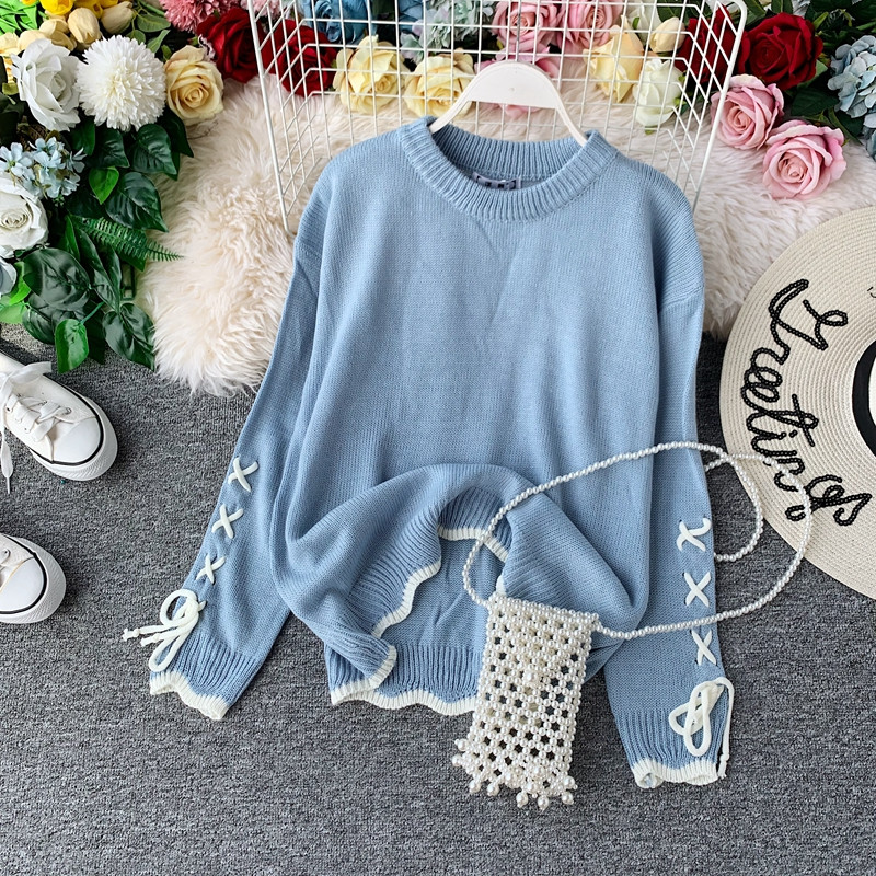 Modern női pulóver, ujján megkötős, többféle színben