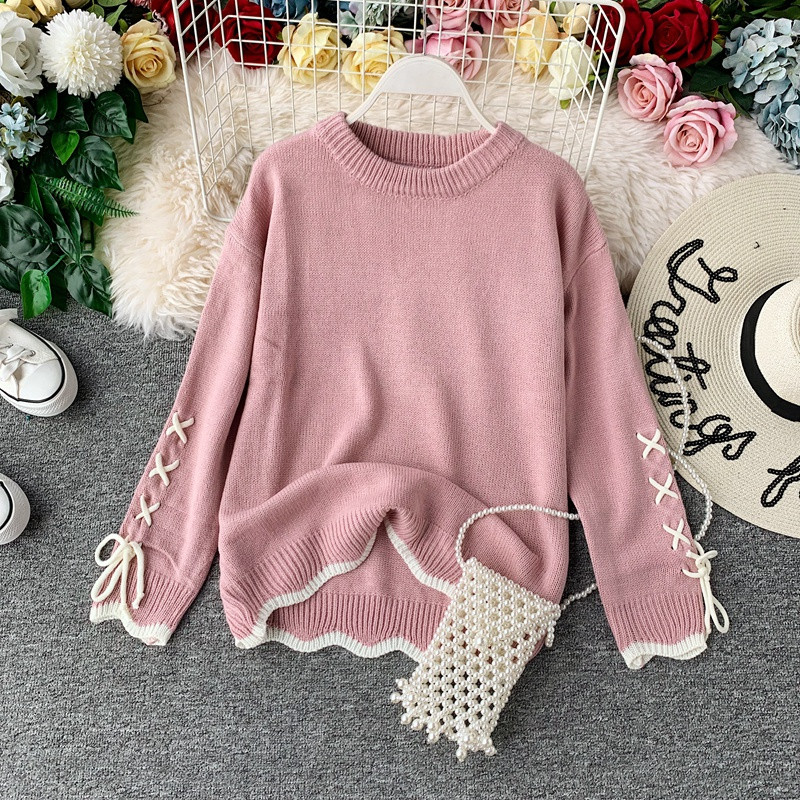 Modern női pulóver, ujján megkötős, többféle színben