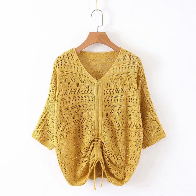 Pulover subțire transparent de damă cu cravate - cinci culori