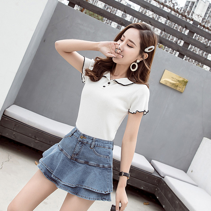 Bluză de damă actuală cu mâneci scurte în trei culori