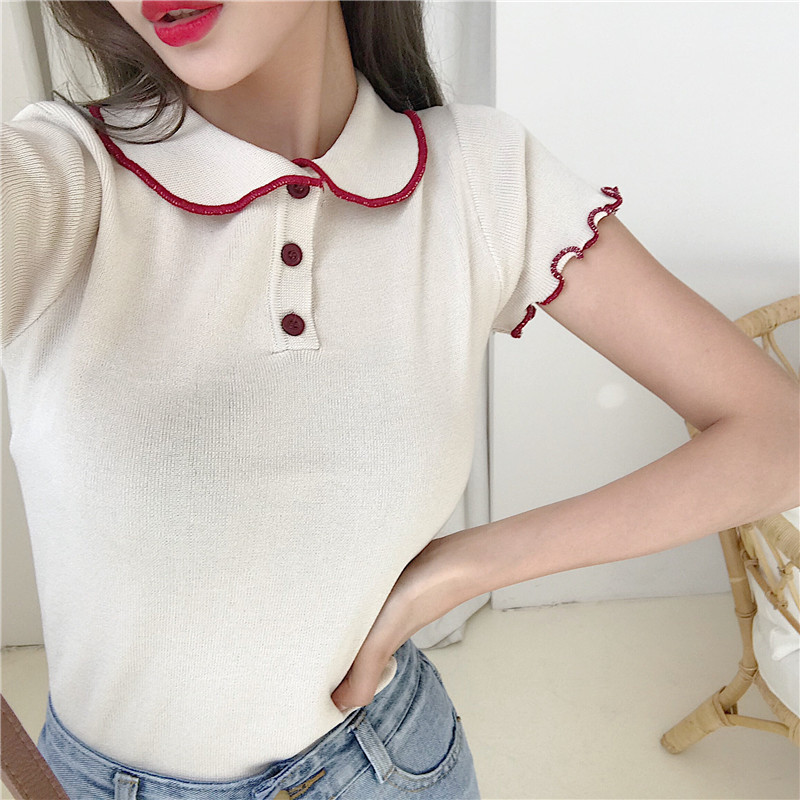 Bluză de damă actuală cu mâneci scurte în trei culori