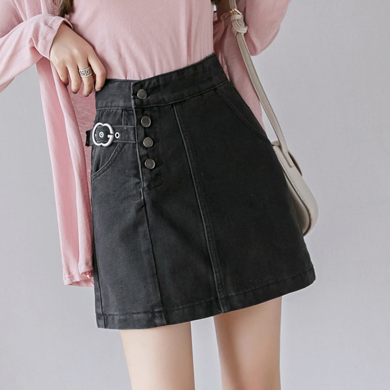 Fusta dama casual din denim in doua culori - negru si albastru