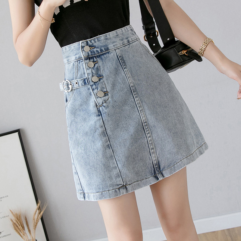 Fusta dama casual din denim in doua culori - negru si albastru