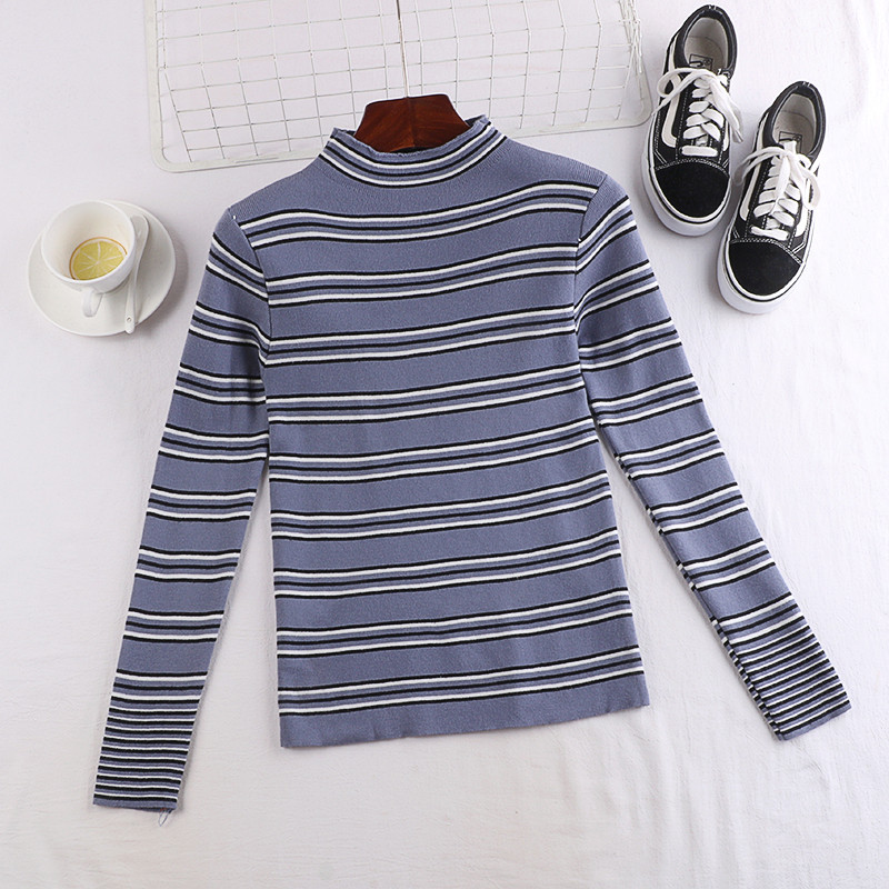 Csíkos női blúz hosszú ujjal több színben