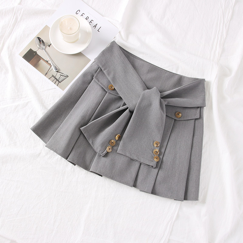 Fusta de dama plisata model nou cu nasturi in mai multe culori