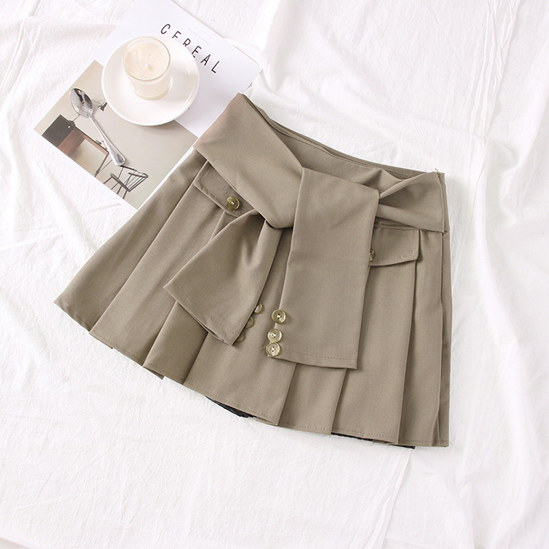 Fusta de dama plisata model nou cu nasturi in mai multe culori