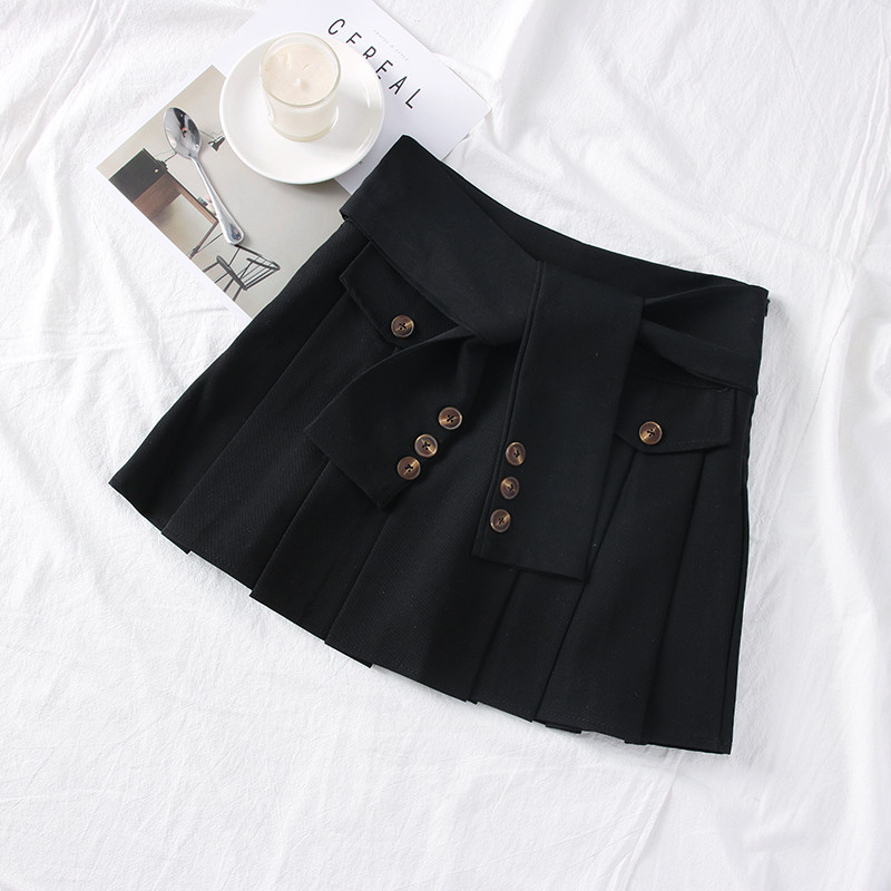 Fusta de dama plisata model nou cu nasturi in mai multe culori