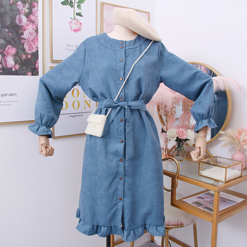 Rochie de dama actuala cu nasturi si curea in mai multe culori