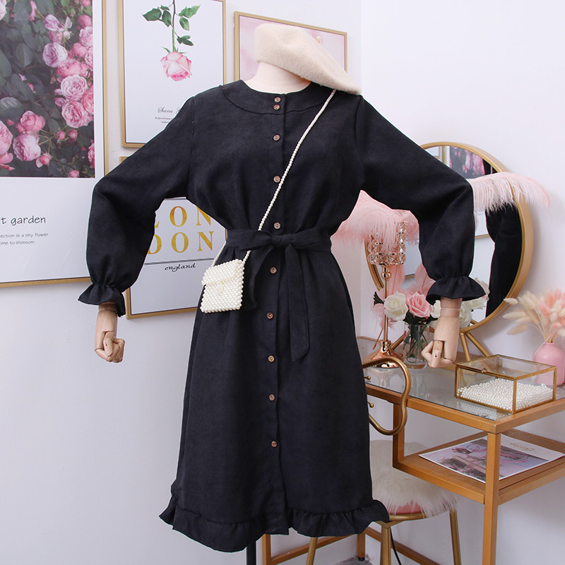 Rochie de dama actuala cu nasturi si curea in mai multe culori