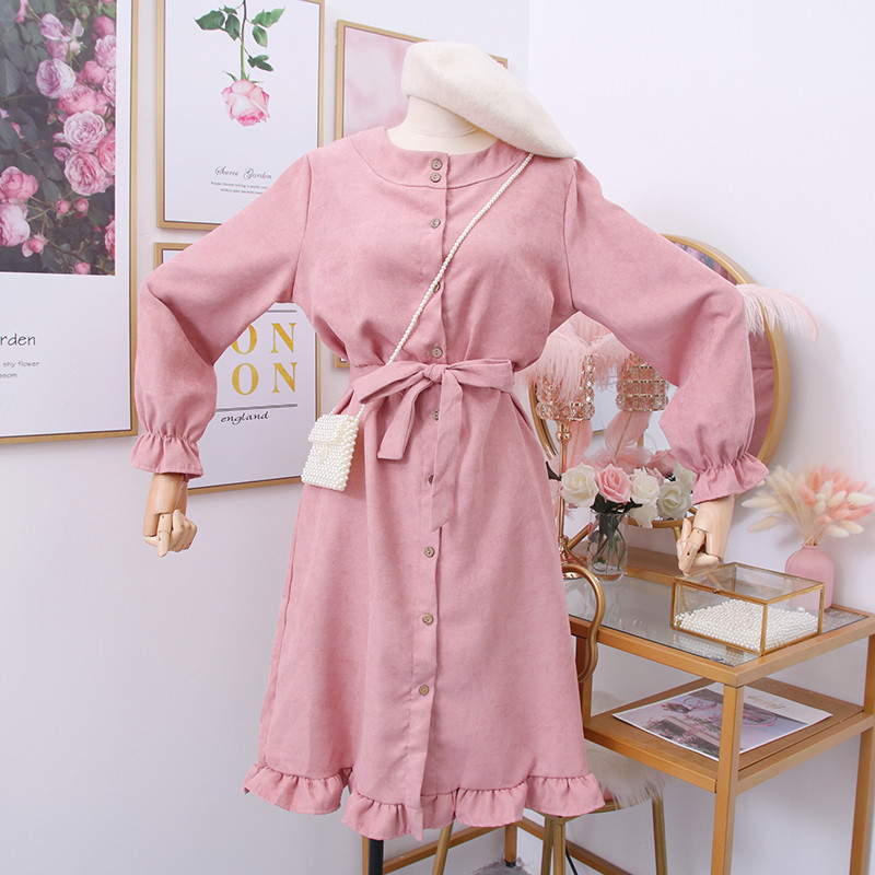 Rochie de dama actuala cu nasturi si curea in mai multe culori