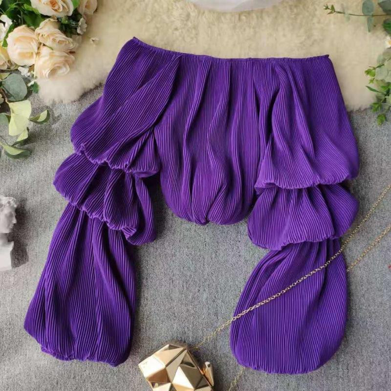 Camasa plisata dama cu umerii goi in mai multe culori