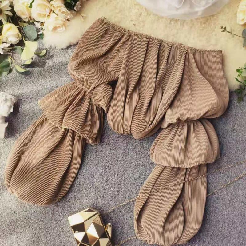 Camasa plisata dama cu umerii goi in mai multe culori