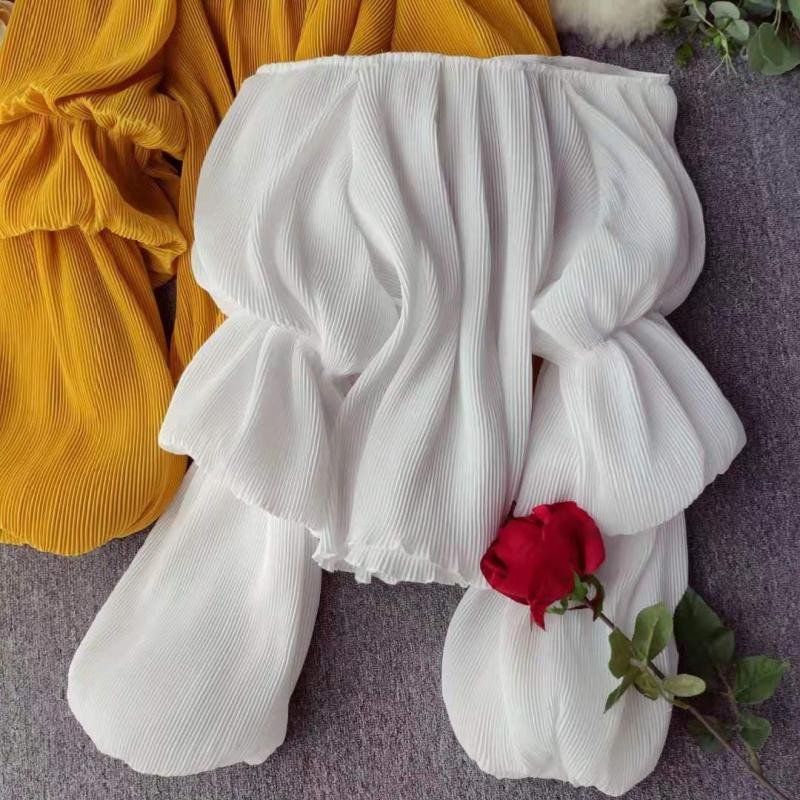 Camasa plisata dama cu umerii goi in mai multe culori