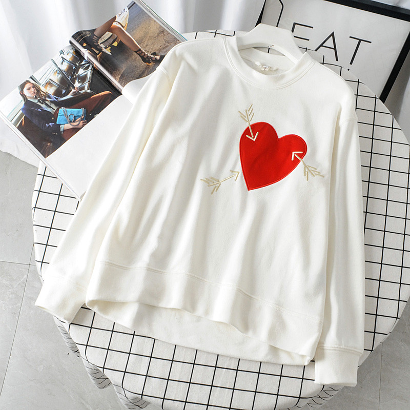 Bluză casual de damă cu mâneci lungi și aplicație în alb