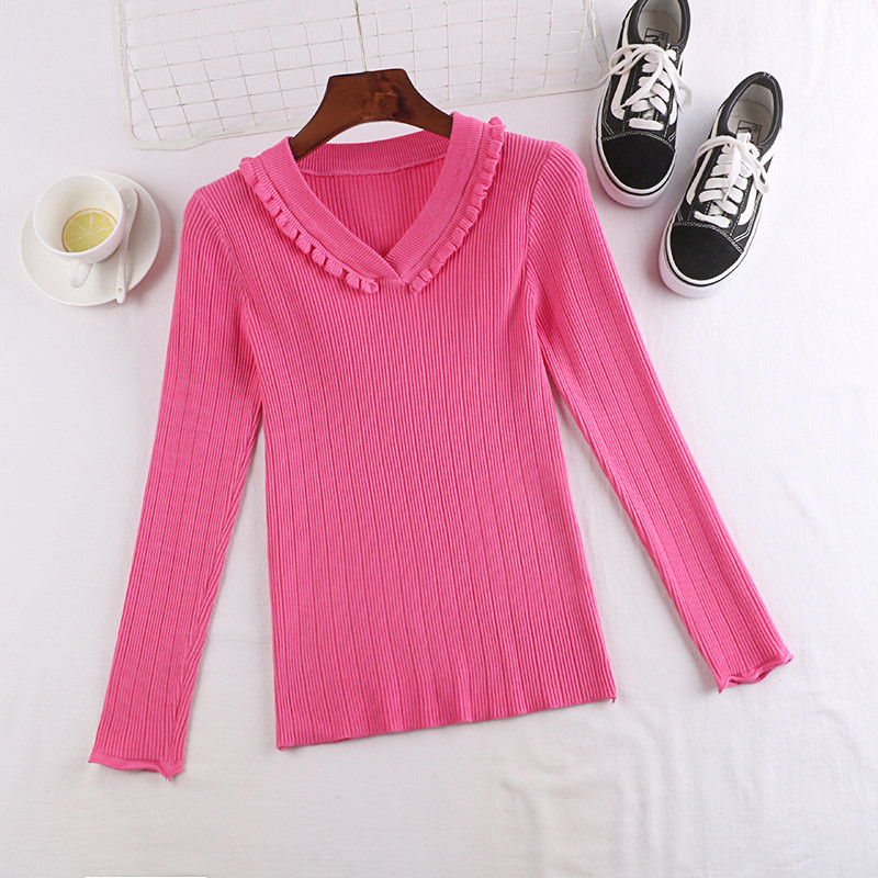 Bluză de damă în mai multe culori cu mâneci lungi și decolteu în V