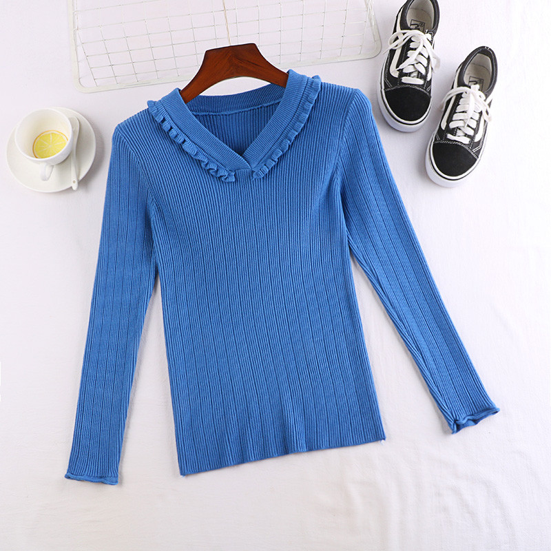 Bluză de damă în mai multe culori cu mâneci lungi și decolteu în V