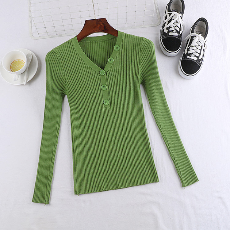 Alkalmi női blúz V-nyakkal és gombokkal