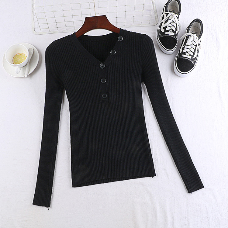 Alkalmi női blúz V-nyakkal és gombokkal