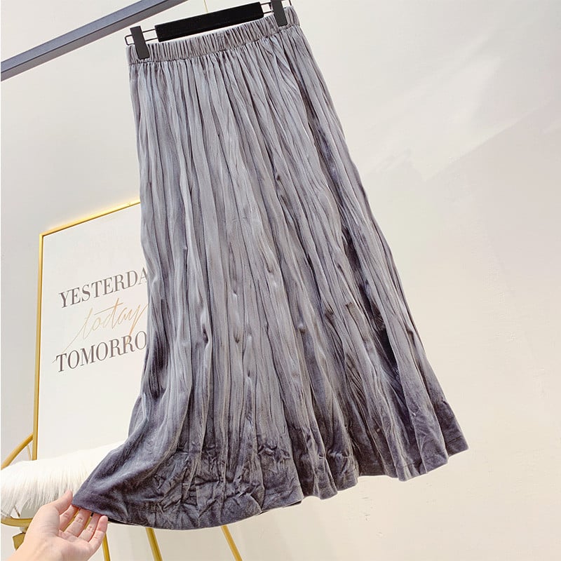 Stílusos női hajtogatott szoknya gumírozással több színben