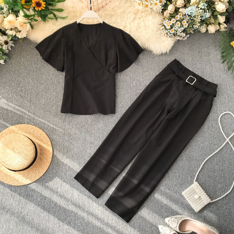 Set de dama zilnic din doua piese cu curea in mai multe culori