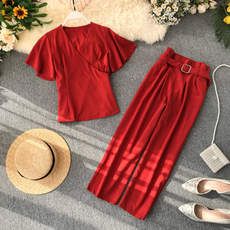 Set de dama zilnic din doua piese cu curea in mai multe culori