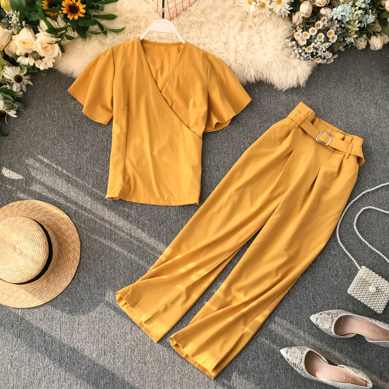 Set de dama zilnic din doua piese cu curea in mai multe culori