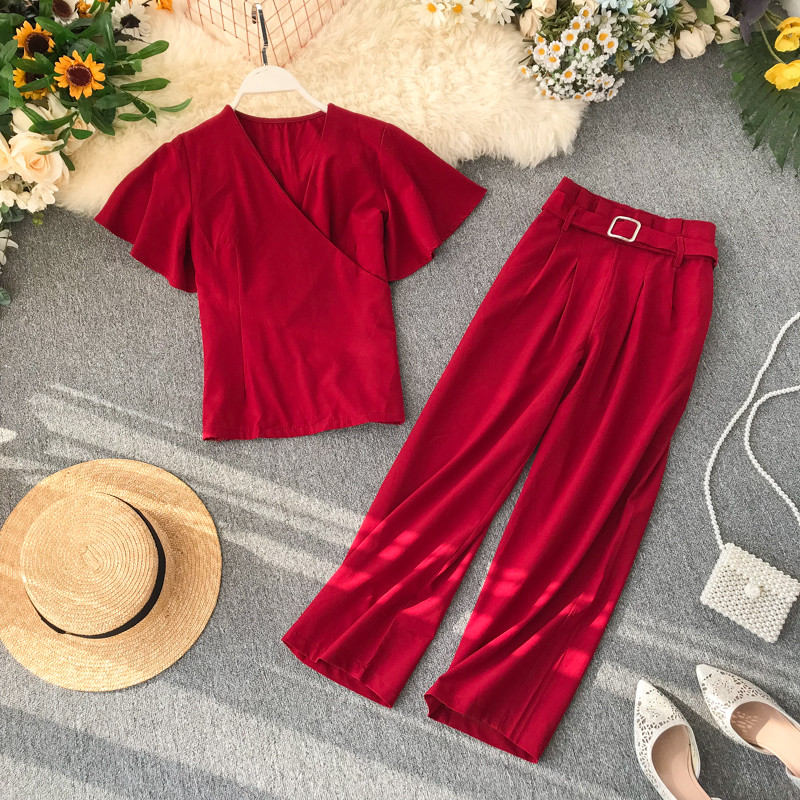 Set de dama zilnic din doua piese cu curea in mai multe culori