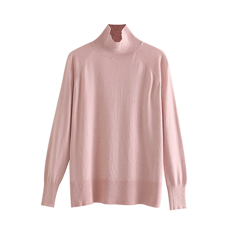 Pulover casual dama cu guler inalt si maneci lungi in patru culori