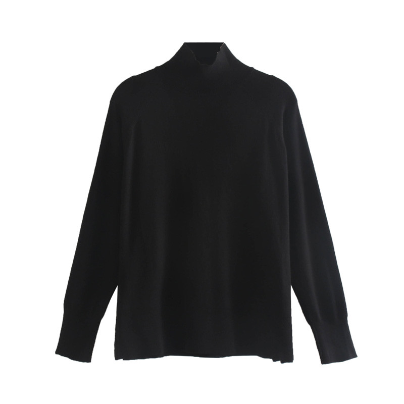 Pulover casual dama cu guler inalt si maneci lungi in patru culori