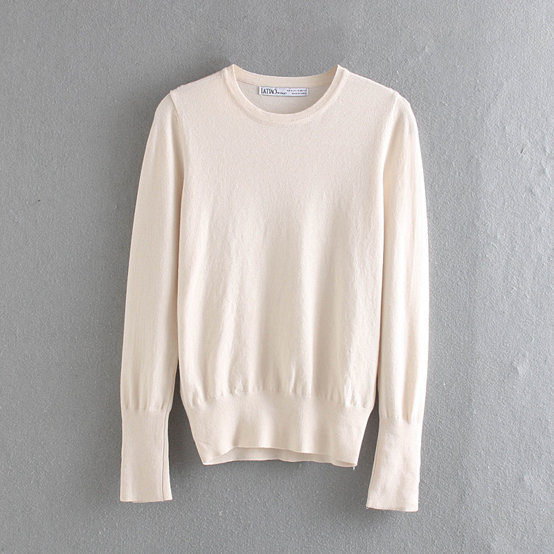 Pulover de dama modern cu maneci lungi si decolteu O in trei culori